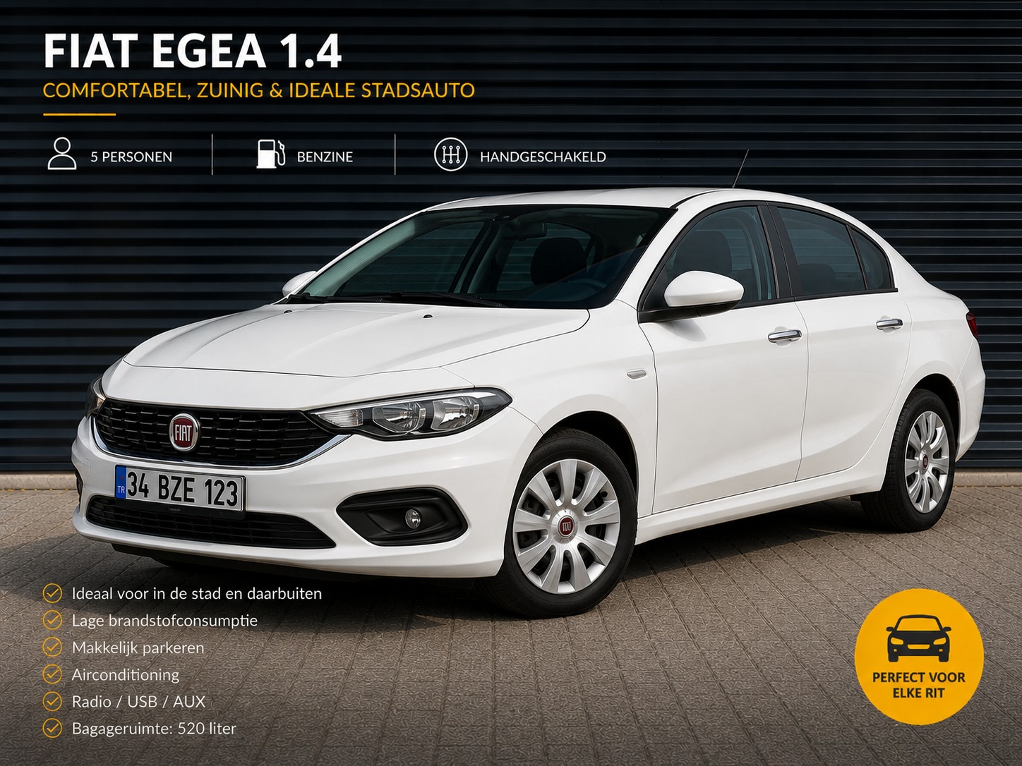 Fiat Egea 1.4 huren in Kusadasi, benzine handgeschakeld