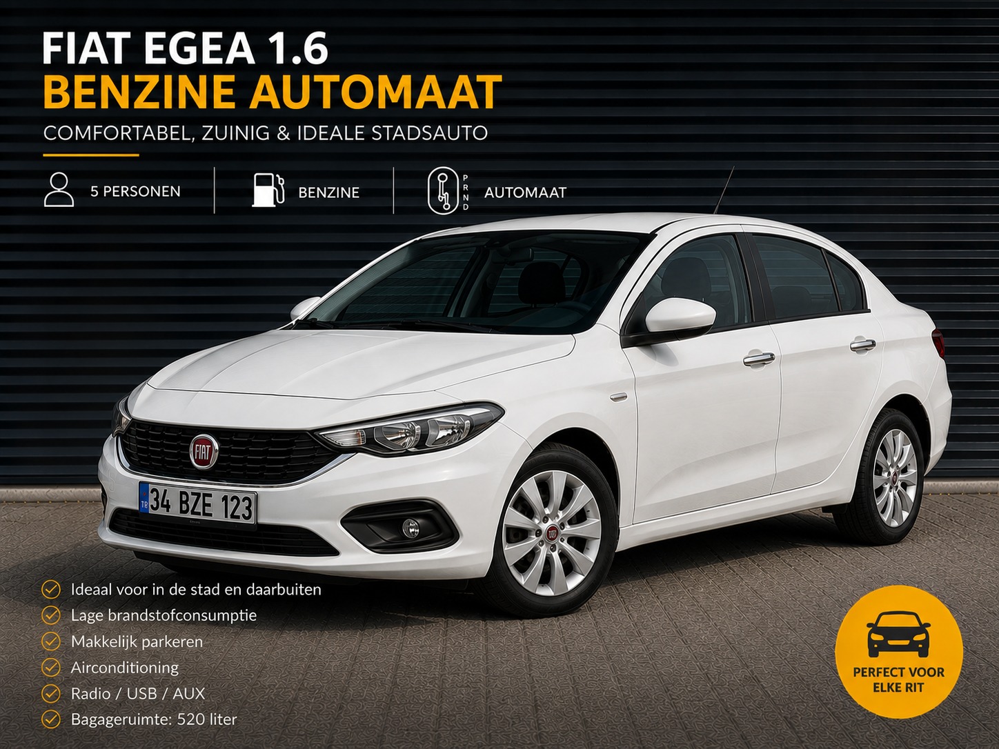 Fiat Egea 1.6 huren in Kusadasi, benzine automaat