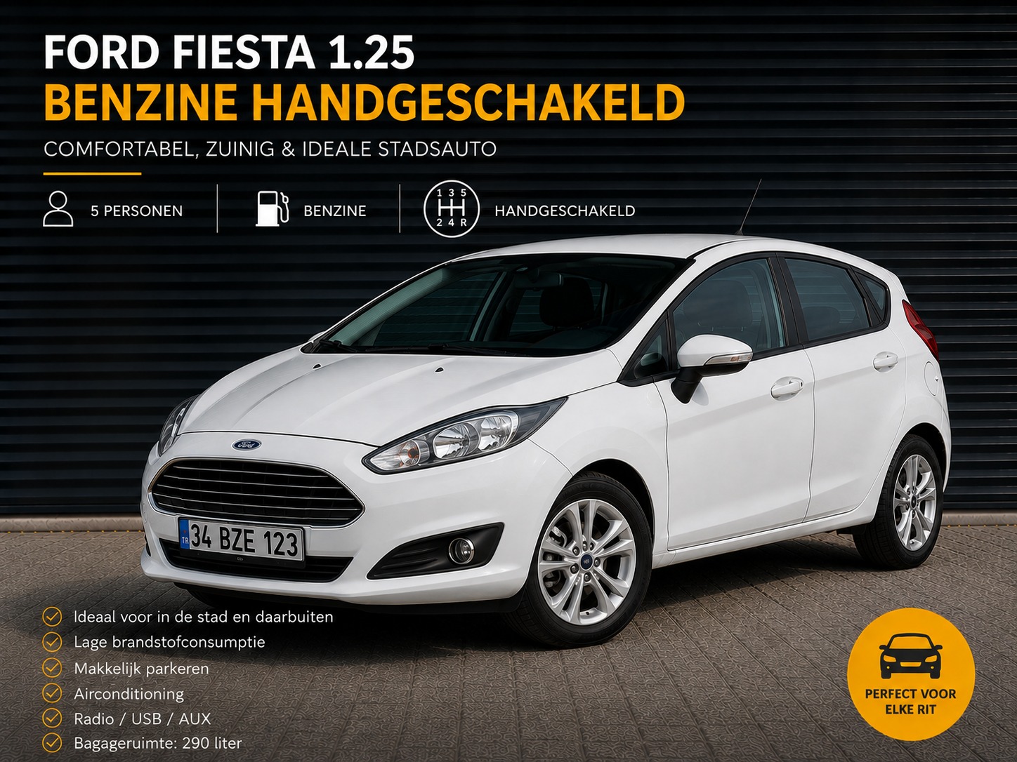 Ford Fiesta 1.25 huren in Kusadasi, benzine handgeschakeld