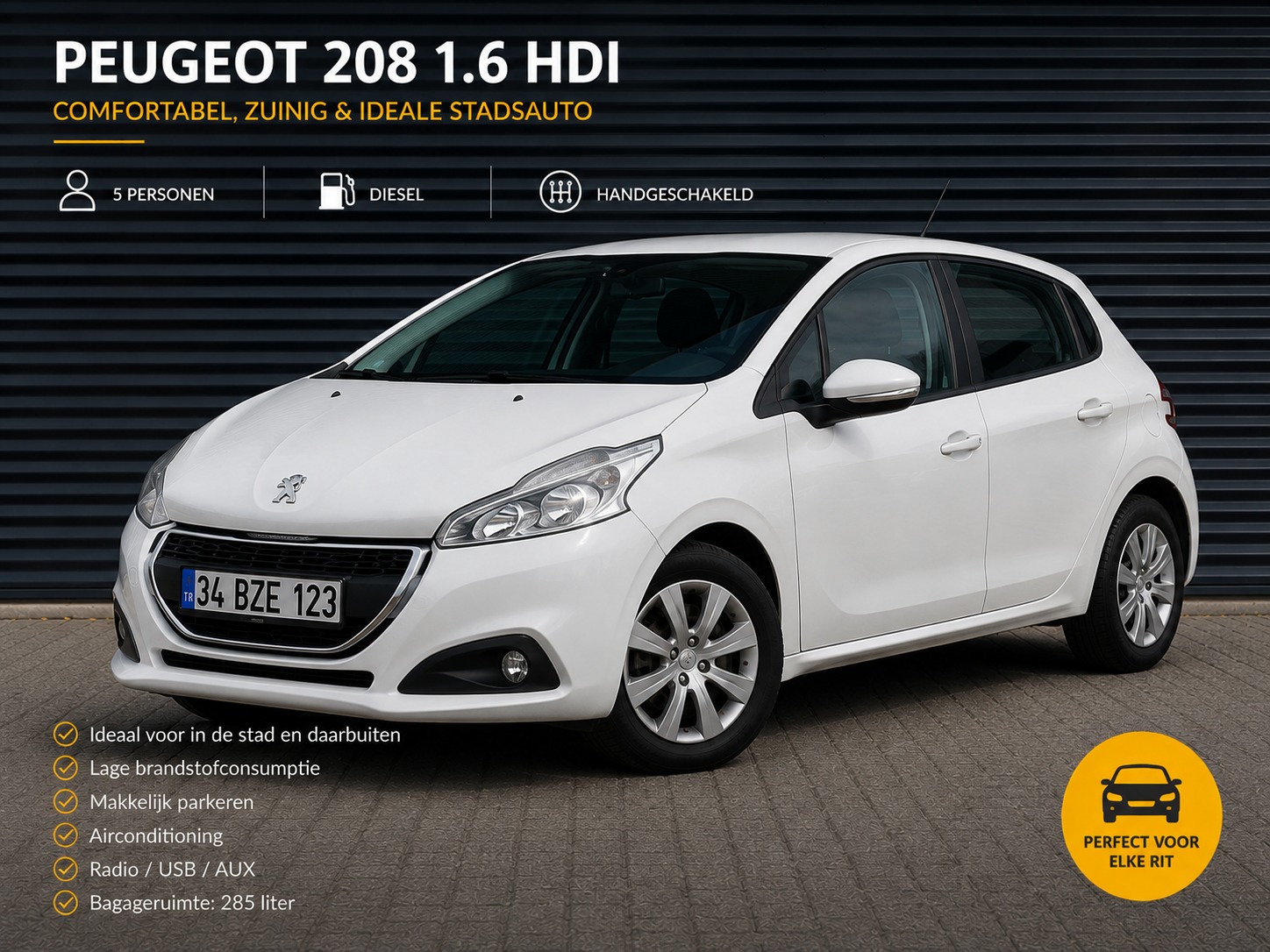 Peugeot 208 1.6 HDI huren in Kusadasi, diesel handgeschakeld
