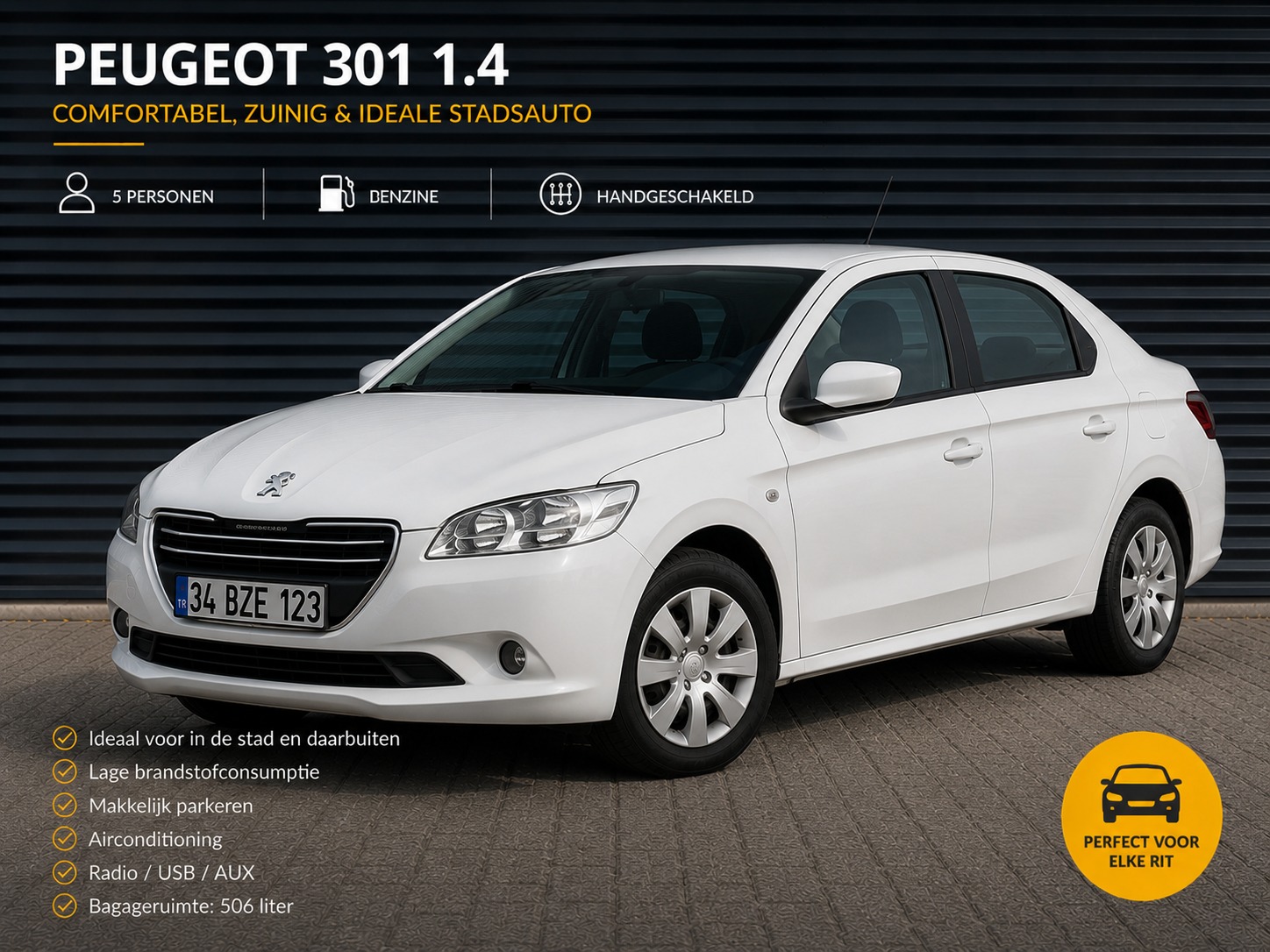 Peugeot 301 1.4 huren in Kusadasi, benzine handgeschakeld